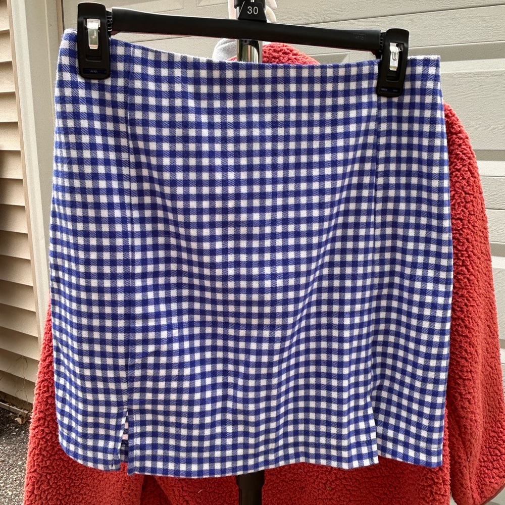 Blue and White Checkered Skirt
